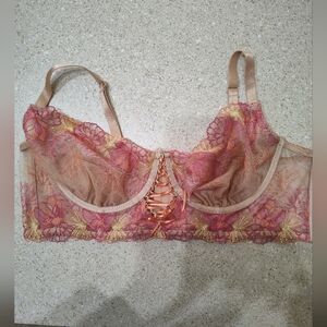 Floral Lace Bra in Pink and Tan Torrid Curve